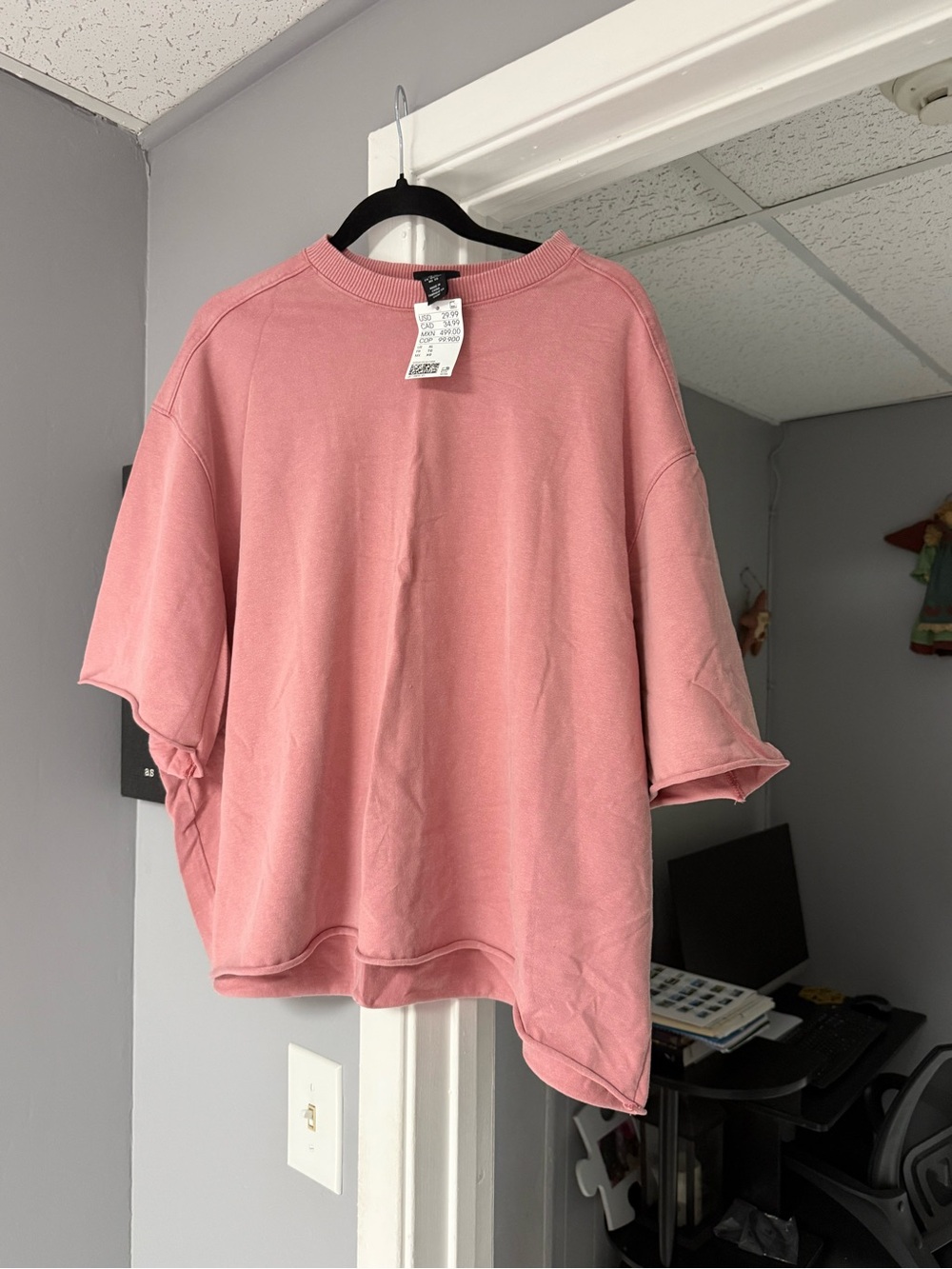 H&M Oversized Crewneck Tee in Dusty Coral